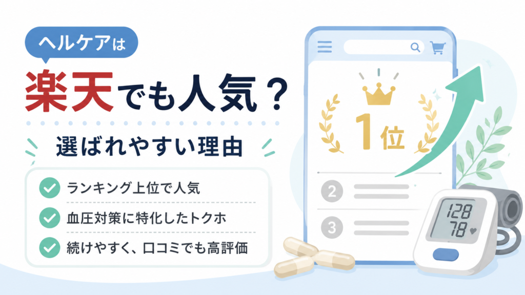 ヘルケアが楽天市場などで選ばれやすい理由を示したイメージ画像