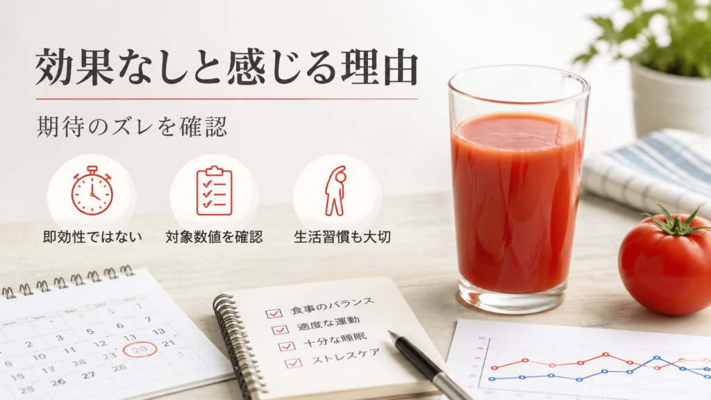 即効性への期待や対象数値の違いなど効果なしと感じる理由