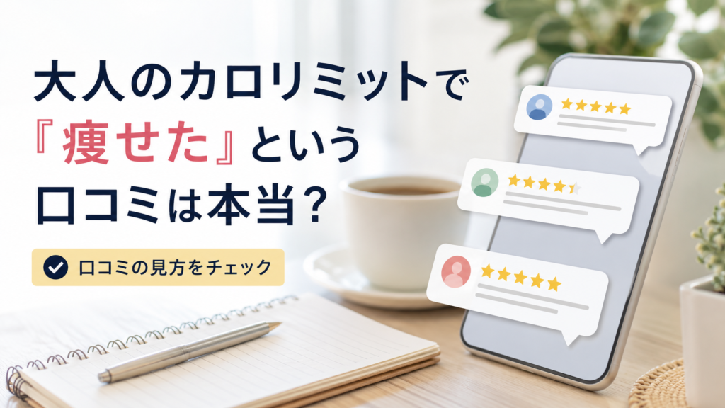 大人のカロリミットの良い口コミと悪い口コミの見方を表したスマートフォンのイメージ