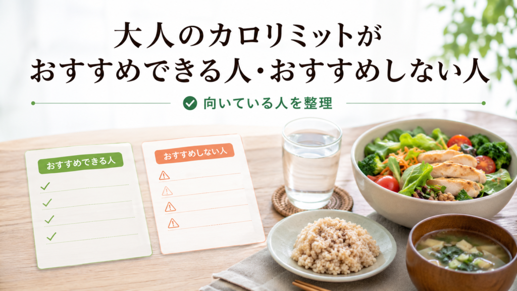 大人のカロリミットがおすすめできる人とおすすめしにくい人を比較するイメージ
