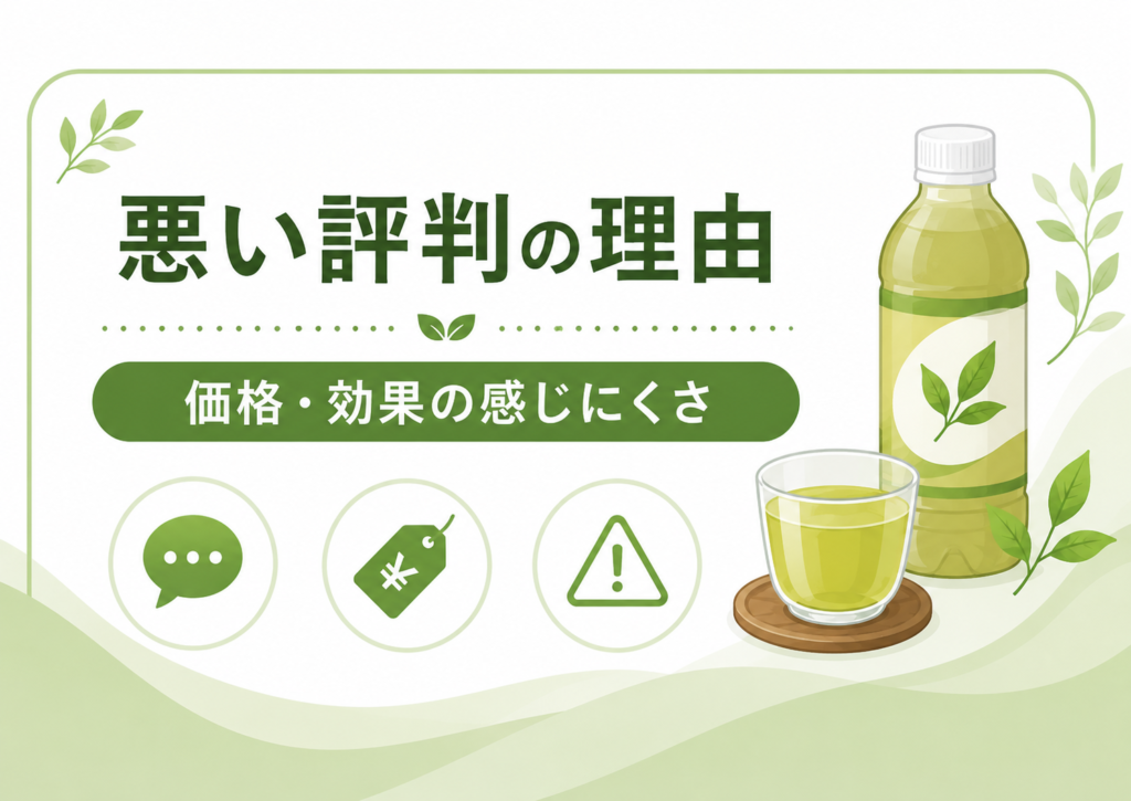 からだおだやか茶Wの悪い評判の理由や価格、効果の感じにくさを整理したイメージ画像