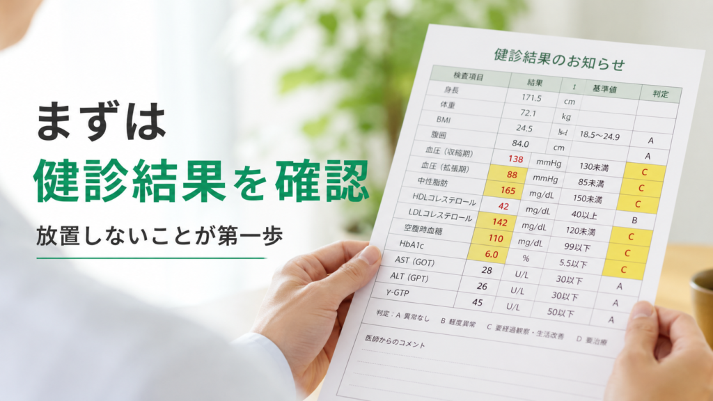 生活習慣病予防の第一歩として健康診断の結果を確認するイメージ画像