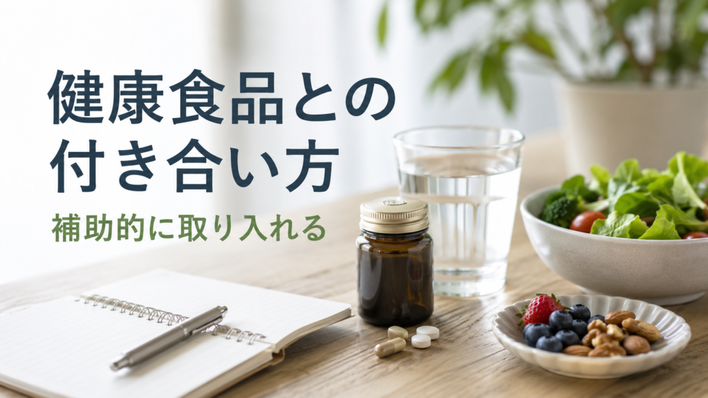 健康食品を生活習慣病予防の主役ではなく補助的に取り入れる考え方を示したイメージ画像