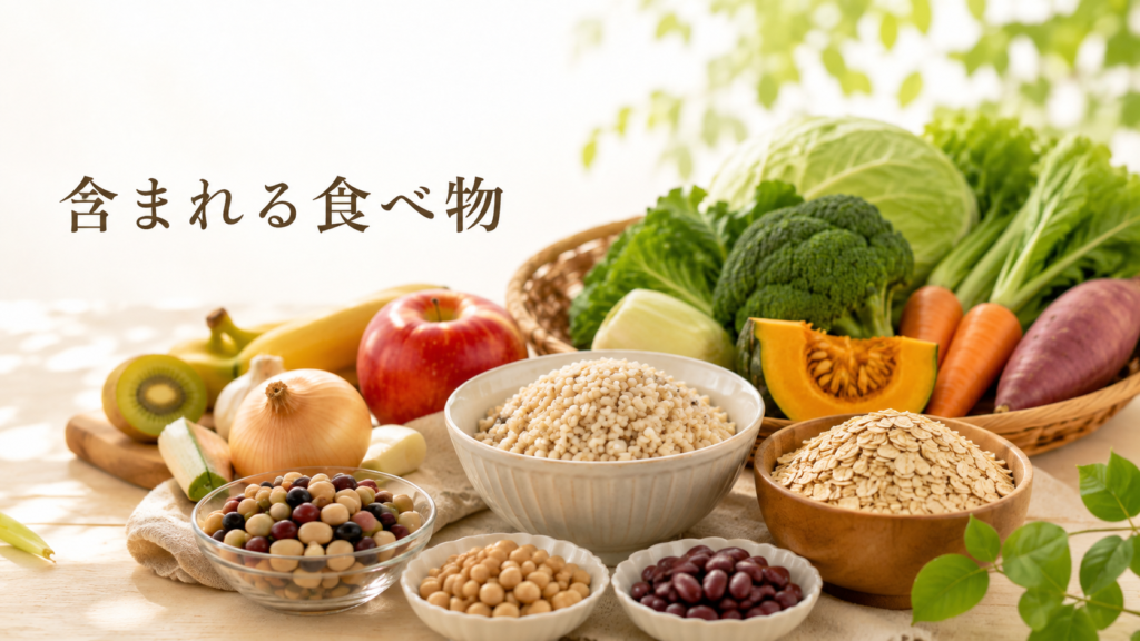 発酵性食物繊維を含む大麦・オーツ麦・豆類・野菜・果物