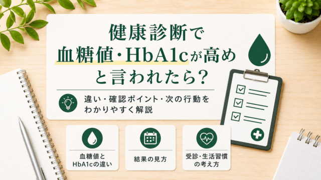 健康診断で血糖値・HbA1cが高めと言われたら？違い・基準値・確認したいこと