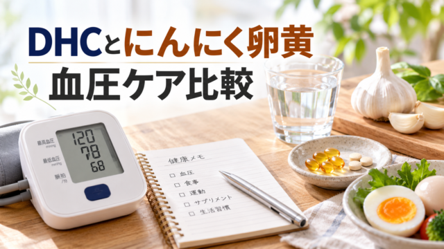 DHC高めの血圧対策と伝統にんにく卵黄 血圧ケアを比較｜どっちがいい？GABA量・血管の柔軟性・価格の違いを薬剤師が解説
