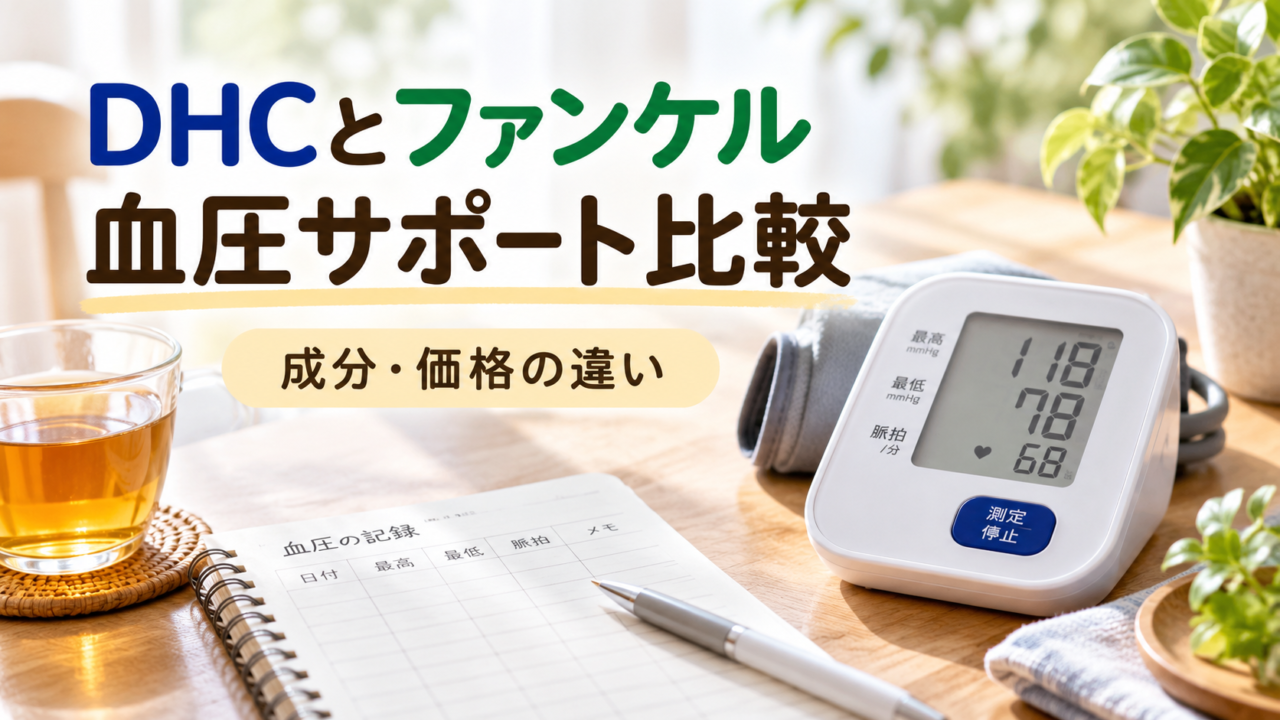DHC高めの血圧対策とファンケル血圧サポートを比較｜どっちがいい？GABA量・成分・価格の違いを薬剤師が解説