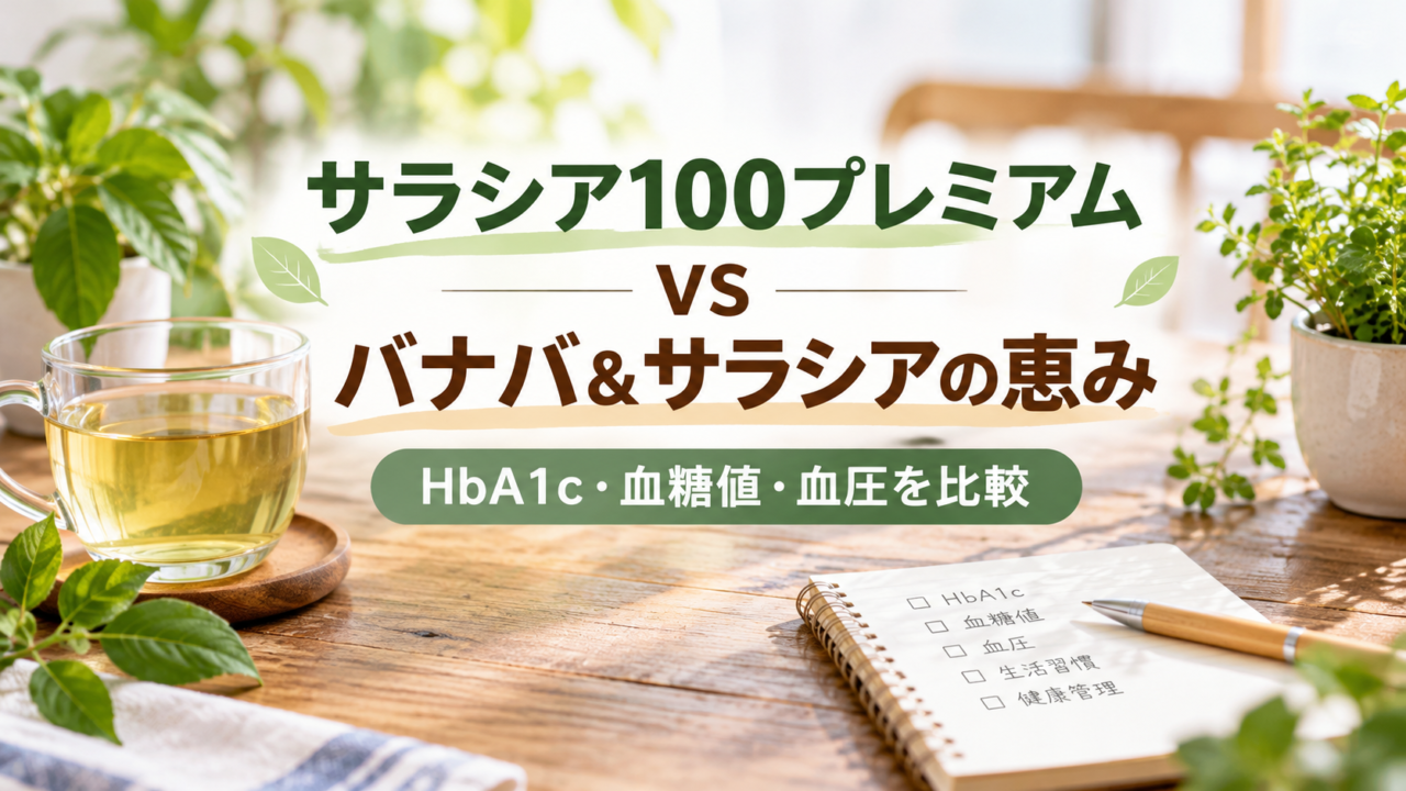 サラシア100プレミアムとバナバ＆サラシアの恵みを比較｜どっちがいい？HbA1c・血糖値・血圧の違いを薬剤師が解説