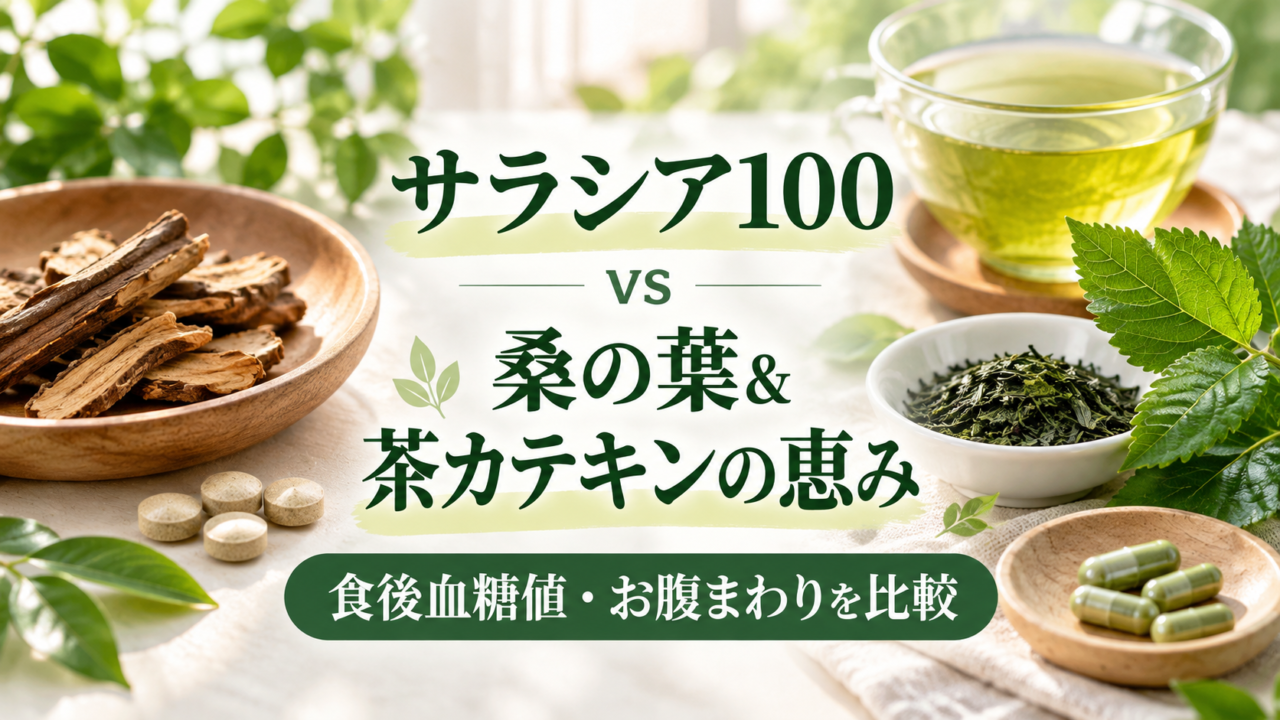 サラシア100と桑の葉＆茶カテキンの恵みを比較｜どっちがいい？食後血糖値・お腹の脂肪・価格の違いを薬剤師が解説