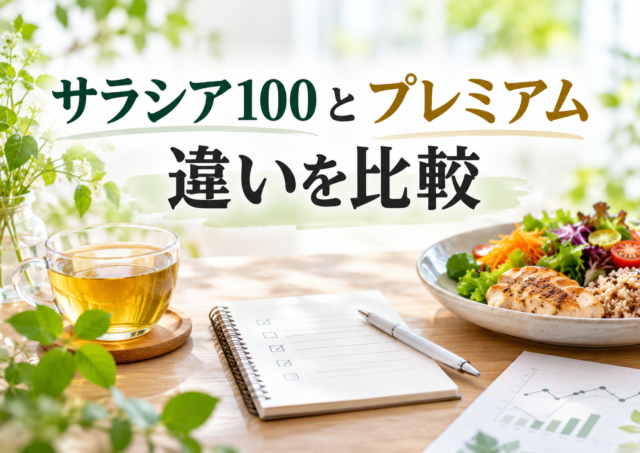 サラシア100とプレミアムの違いを比較｜どっちがいい？HbA1c・成分・価格を薬剤師が解説
