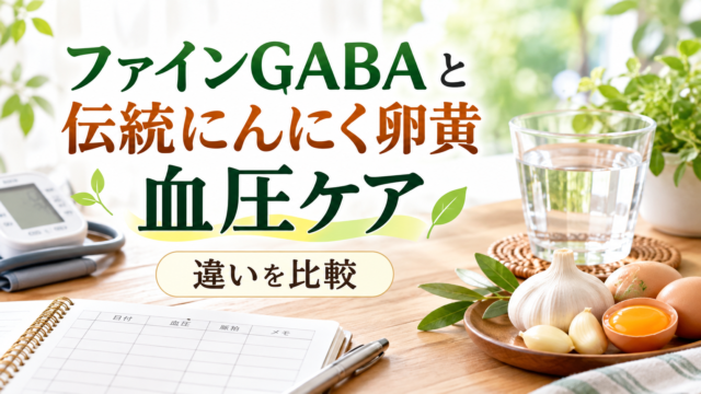 ファインGABAと伝統にんにく卵黄 血圧ケアを比較｜どっちがいい？GABA量・EPA/DHA・価格の違いを薬剤師が解説