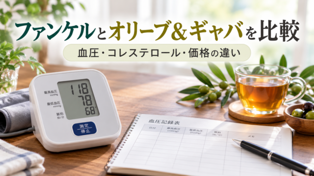 ファンケル血圧サポートとオリーブ＆ギャバの恵みを比較｜どっちがいい？GABA量・コレステロール・価格の違いを薬剤師が解説