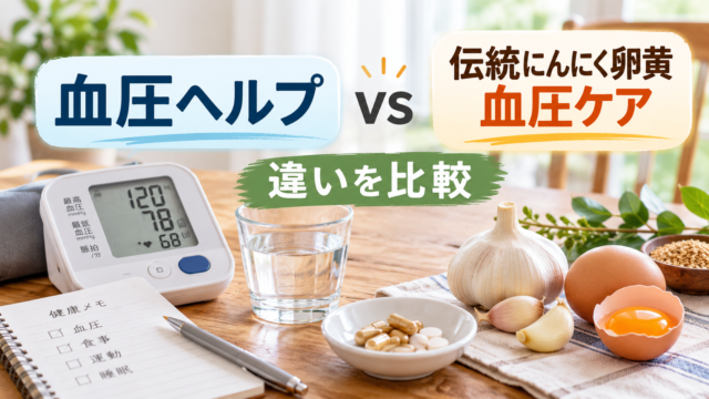 血圧ヘルプと伝統にんにく卵黄 血圧ケアを比較｜どっちがいい？GABA量・成分・価格の違いを薬剤師が解説