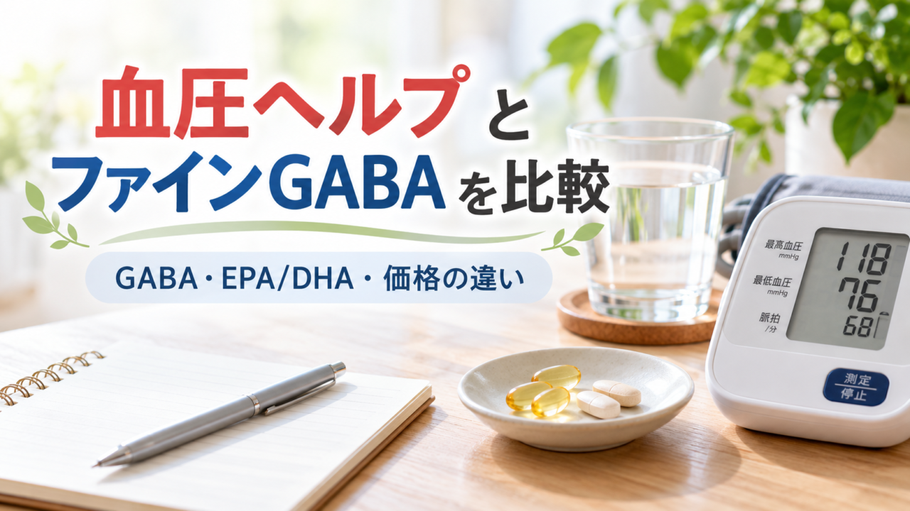 血圧ヘルプとファインGABAを比較｜どっちがいい？GABA量・EPA・DHA・価格の違いを薬剤師が解説